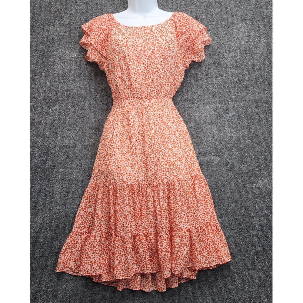 J.Crew Floral Flutter Sleeve Tiered Midi Dress Womens 2 Cottagecore Boho Resort